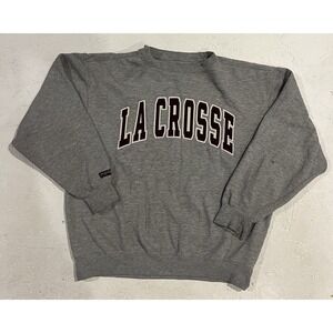 Vintage UW La Crosse Crewneck Sweatshirt Mens M Embroidered‎ Gray Pullover